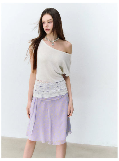 French Style Floral Chiffon Skirt