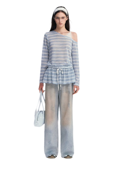 Sequin Wide-Leg Jeans