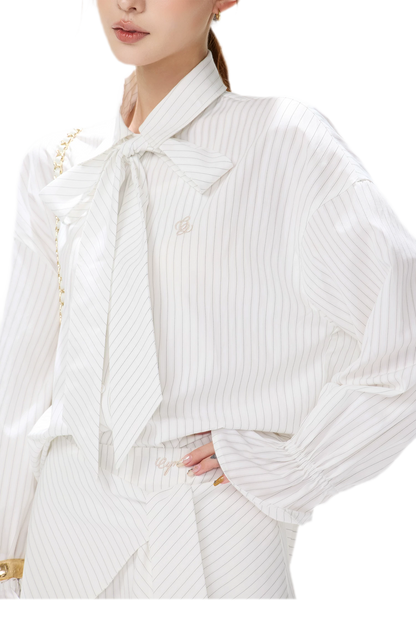 Striped Bow Tie Skirt Set