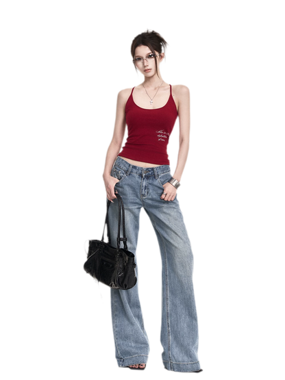 Vintage Wash Straight Jeans