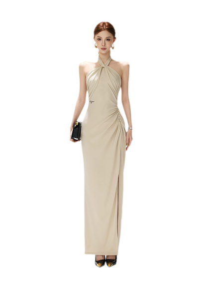 Cross-Twist Halter Dress