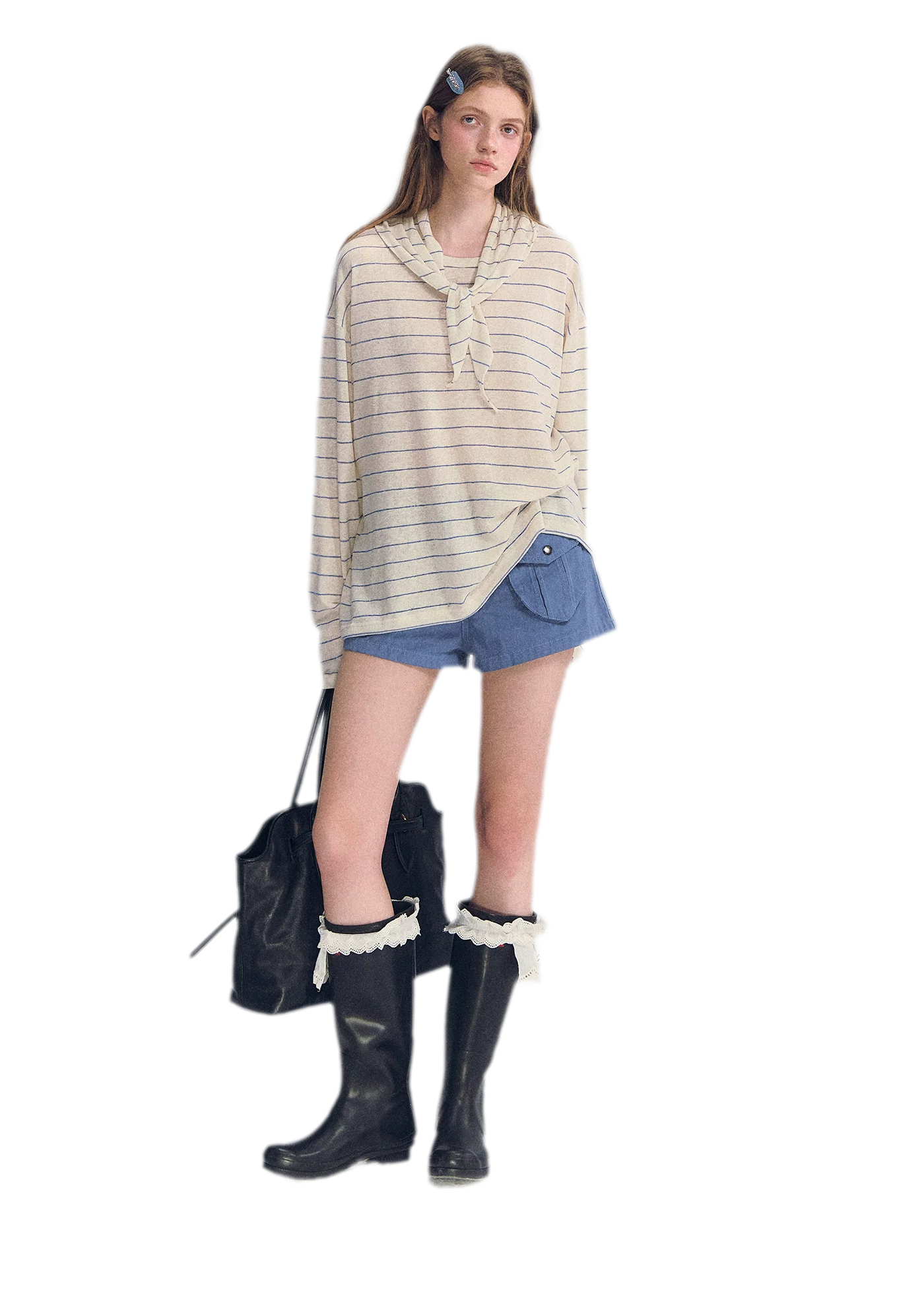 Striped Rhinestone Cotton Tee
