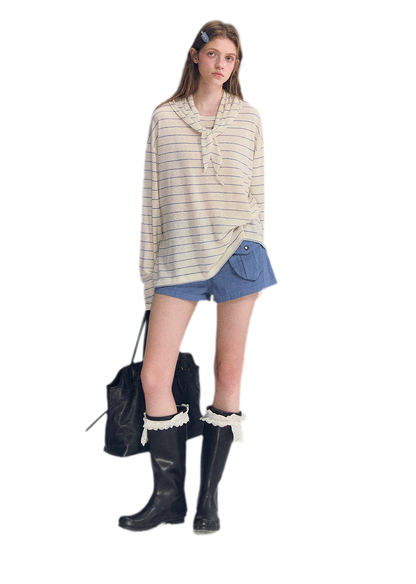Striped Rhinestone Cotton Tee