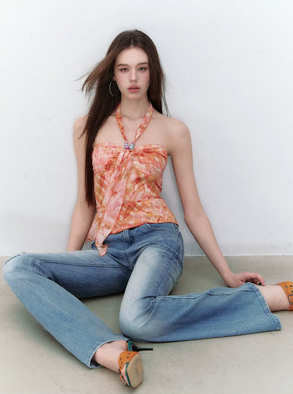 Model Vintage Washed Slim Flared Jeans
