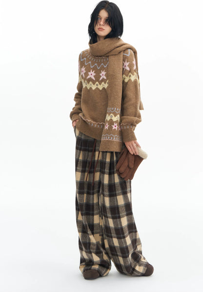Plaid Wide-Leg Pants