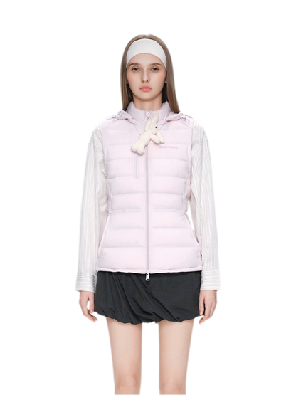 Cinched Hooded Quilted Down Vest
