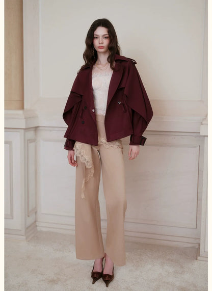 Glossy Cape Short Trench Coat