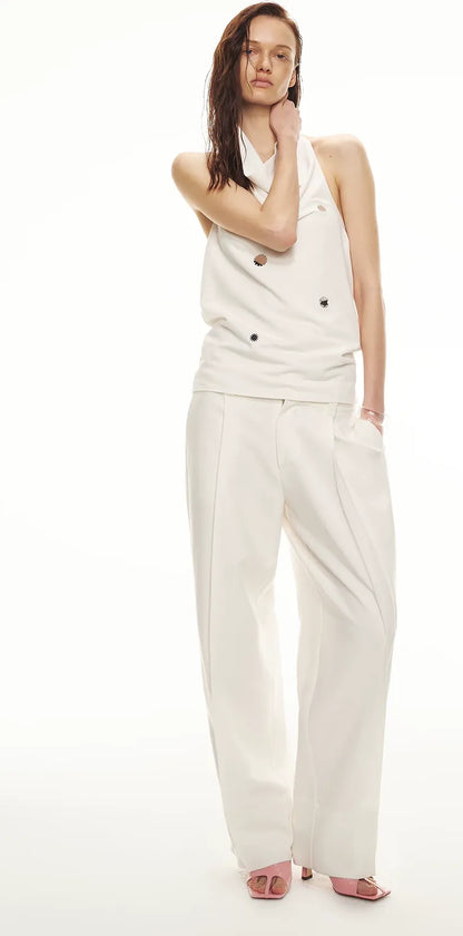 Minimalist Draped Neck Hand-Sewn Lens Halter Top