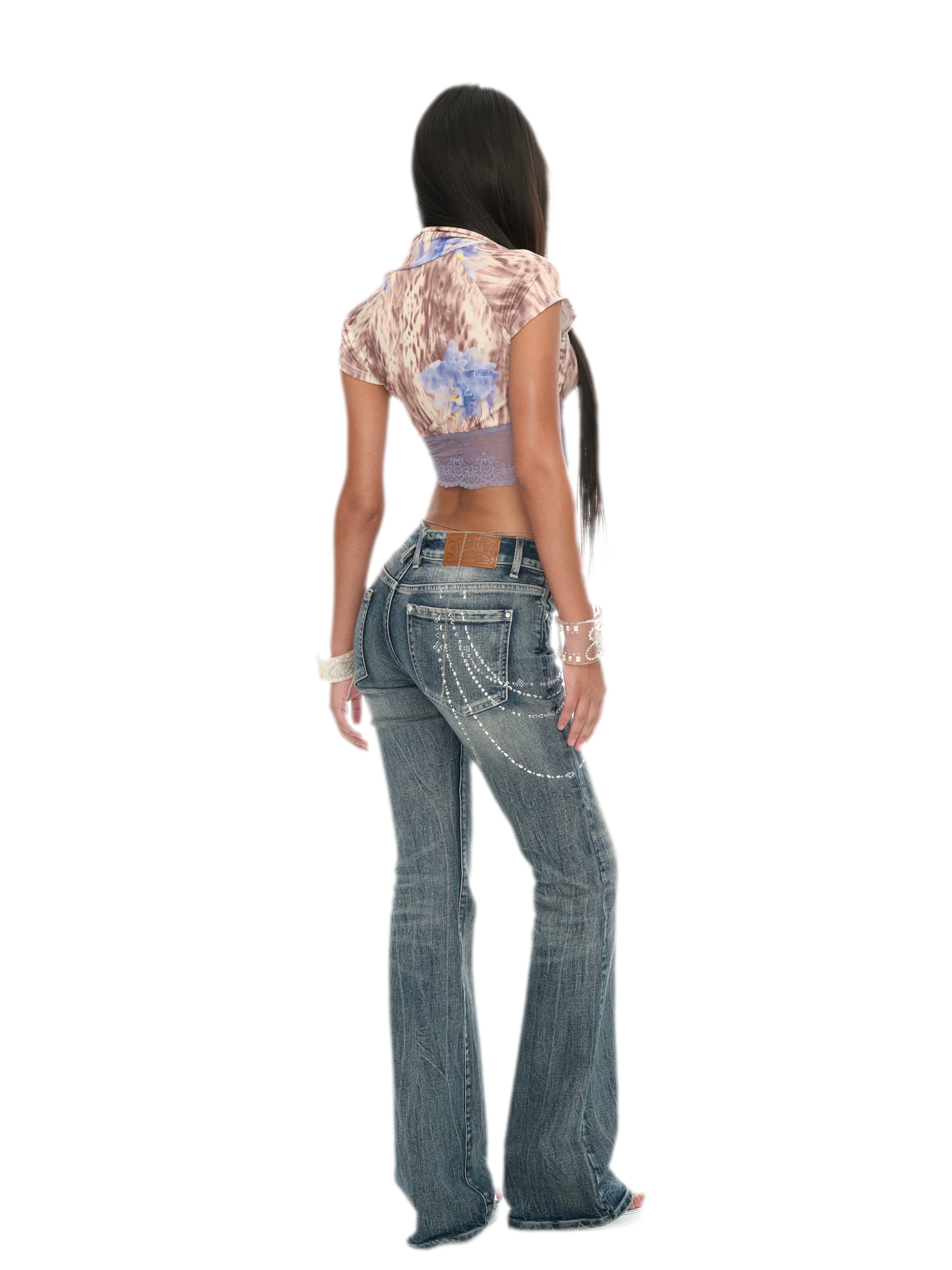 Y2K Millennium Lace Leopard Print Top