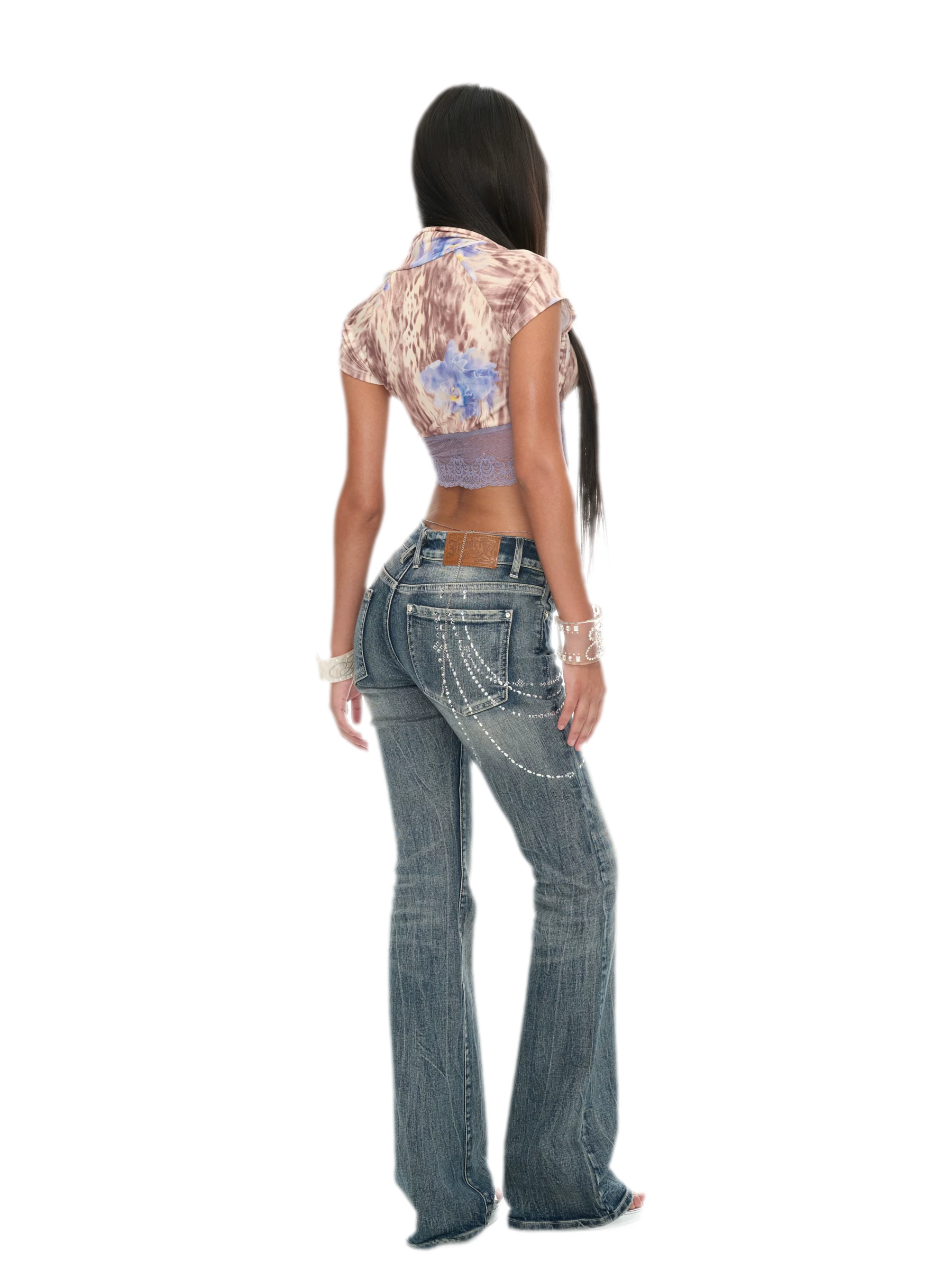 Y2K Millennium Lace Leopard Print Top