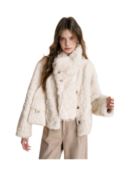 Detachable Scarf Plush Jacket