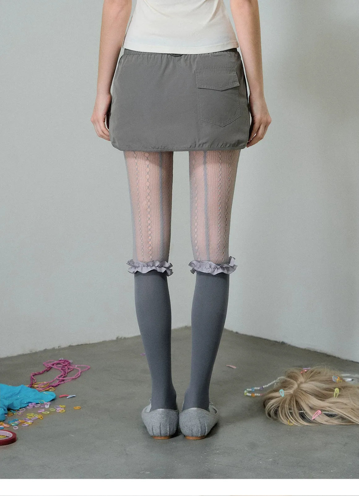 Nylon A-Line Mini Skirt