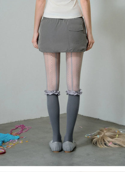 Nylon A-Line Mini Skirt