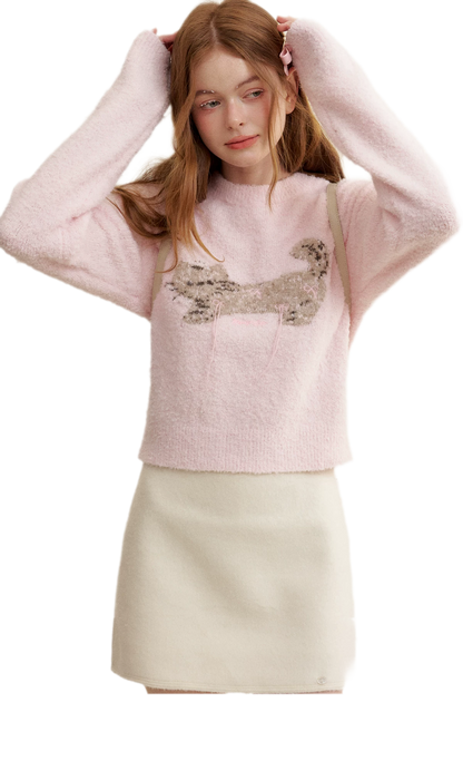 Wool Cat Jacquard Sweater