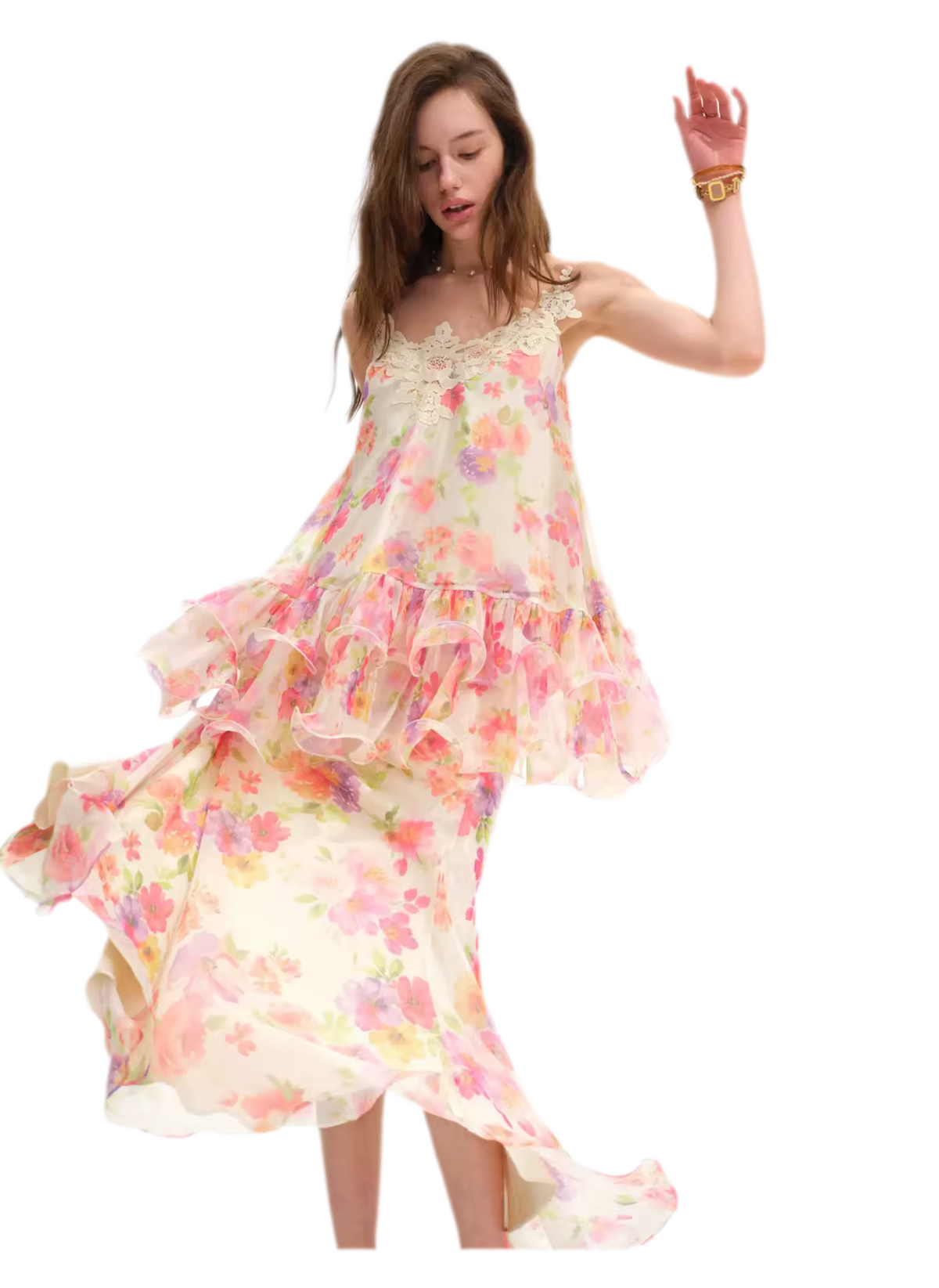 Watercolor Lace Fishtail Dress Set