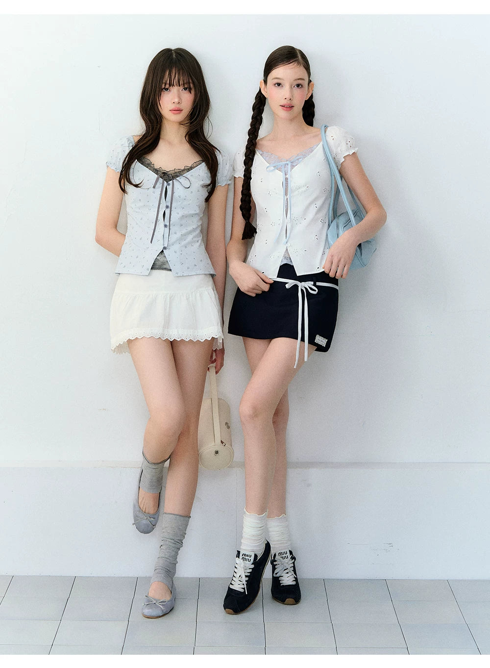 Sweet Elastic Puff Sleeve Lace Short Sleeve Top