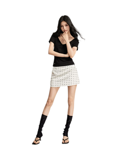Lace Polka Dot Mini Skirt