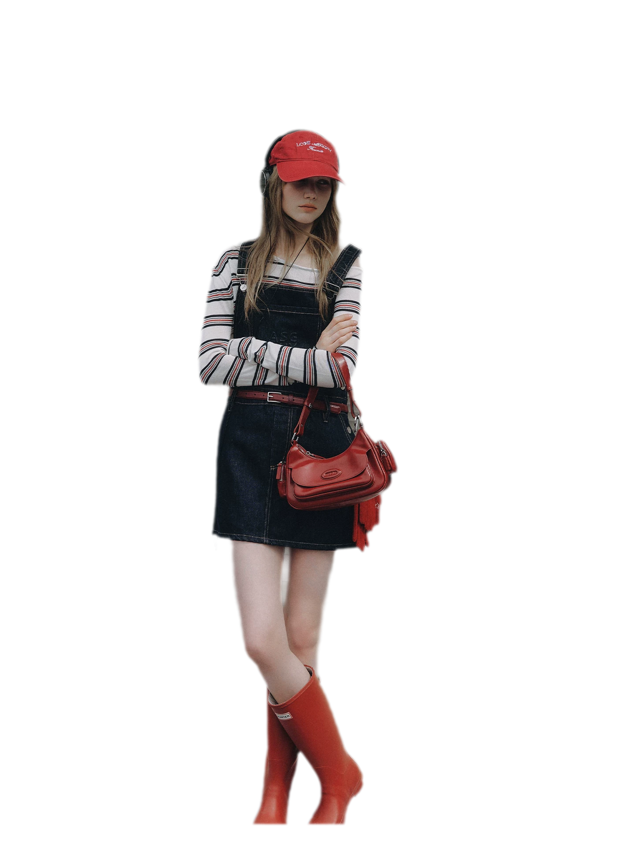Cotton Denim Pinafore Mini Dress