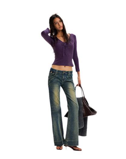 Vintage Washed Flared Jeans
