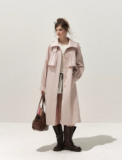 Gathered Cape Trench Coat