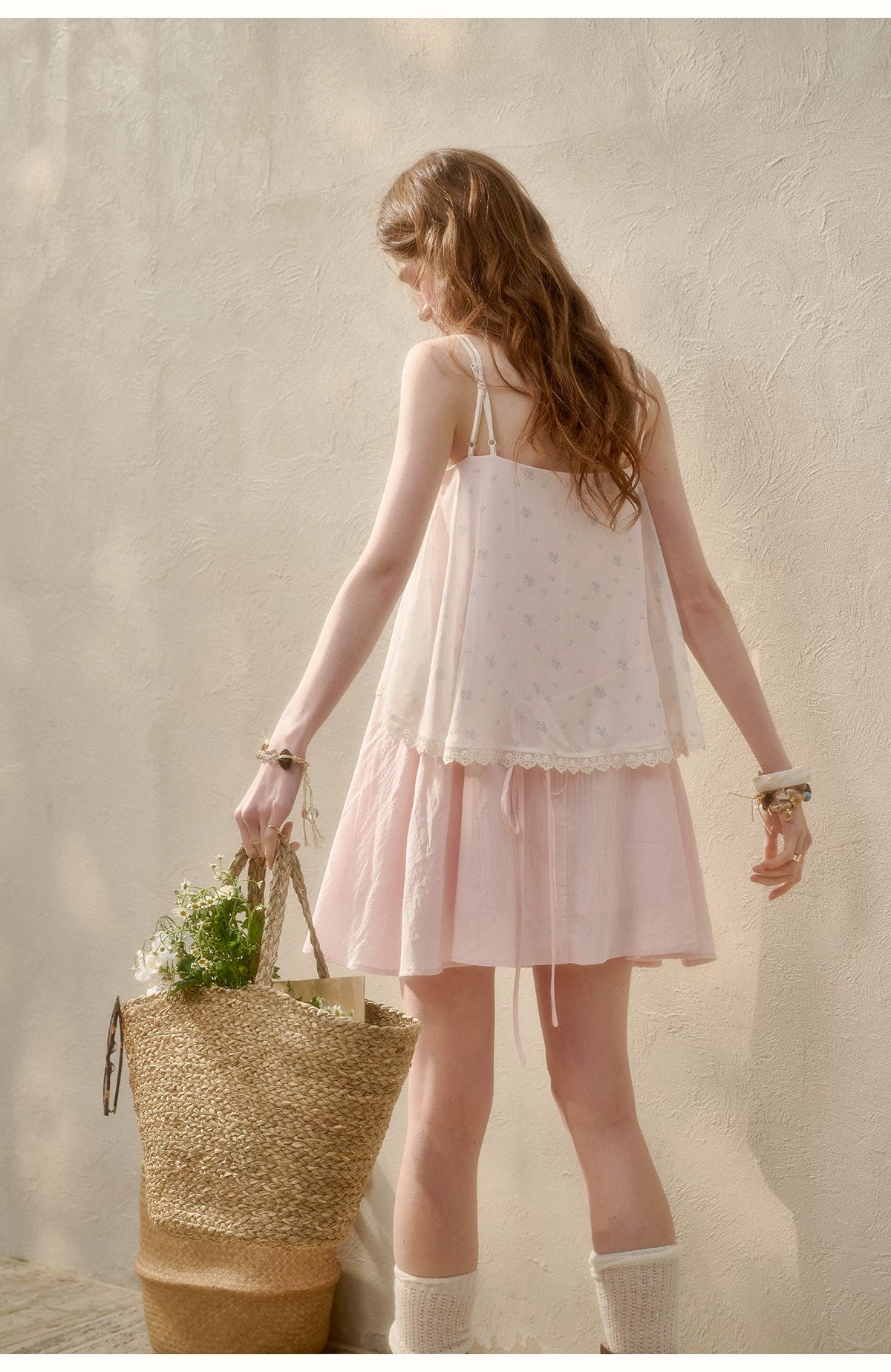 Cream Cotton Chiffon Camisole Dress