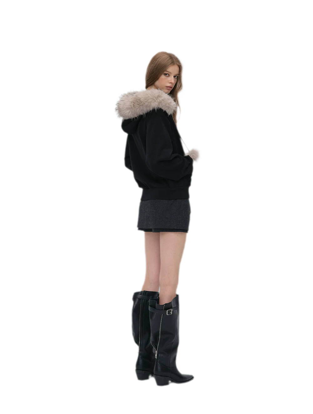 Contrast Fur Hooded Tracksuit