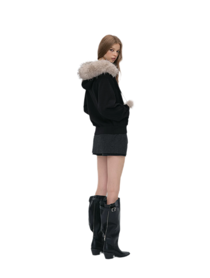Contrast Fur Hooded Tracksuit