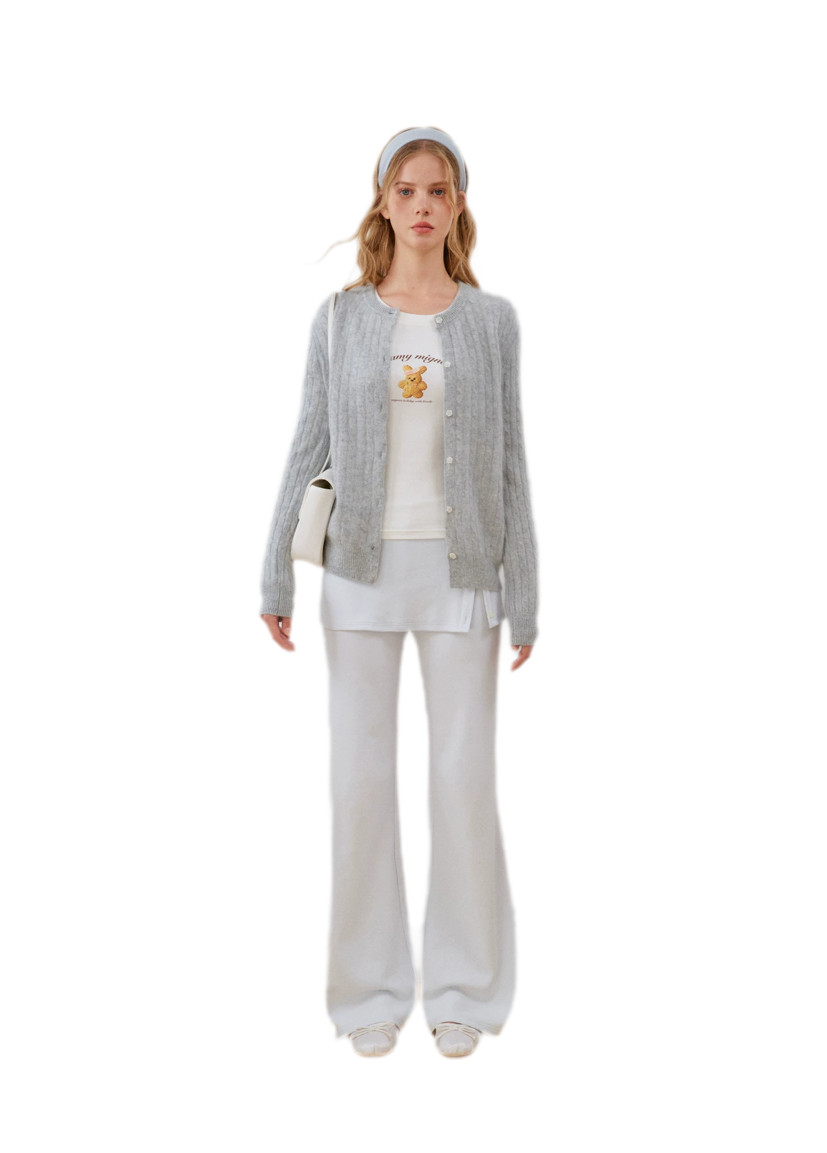 Organic Cotton Faux-Layer Flare Sweatpants