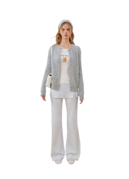 Organic Cotton Faux-Layer Flare Sweatpants