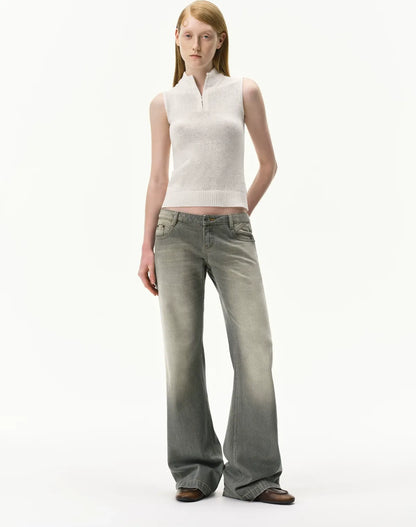 Distressed Gray Straight Jeans