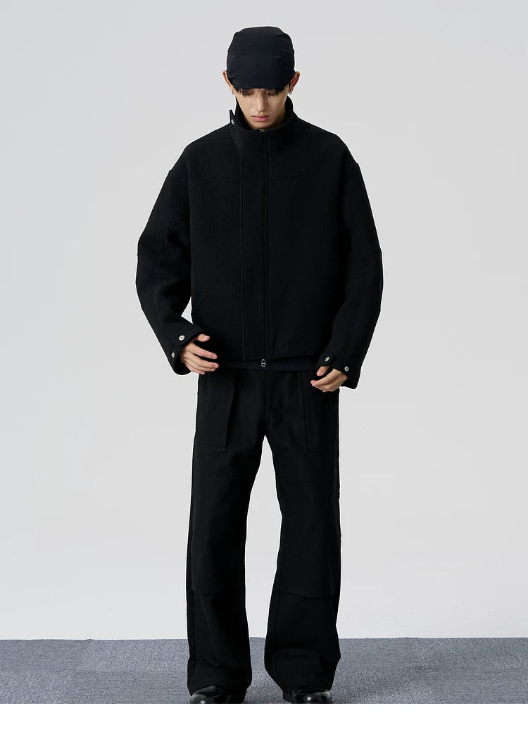 Wool Blend Stand-Collar Jacket