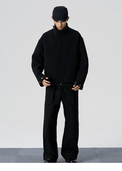 Wool Blend Stand-Collar Jacket