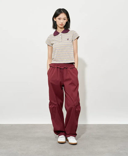 Quick-Dry Ruffle Wide-Leg Pants
