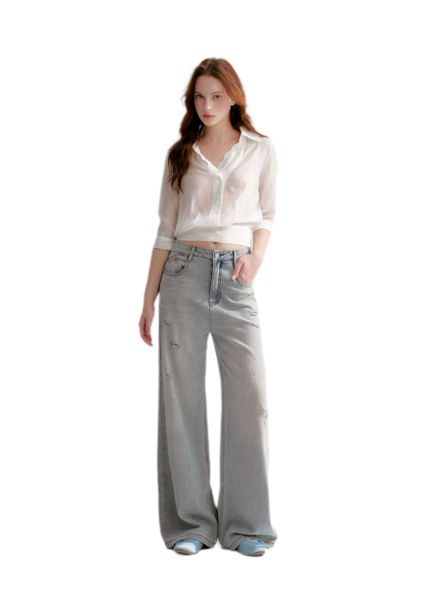 Washed Rhinestone Jeans