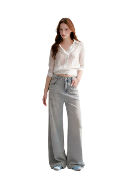 Washed Rhinestone Jeans