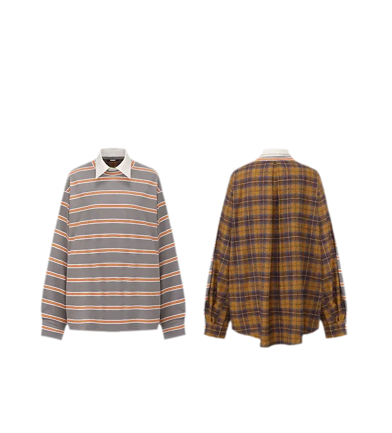 Contrasting Plaid Panel T-Shirt