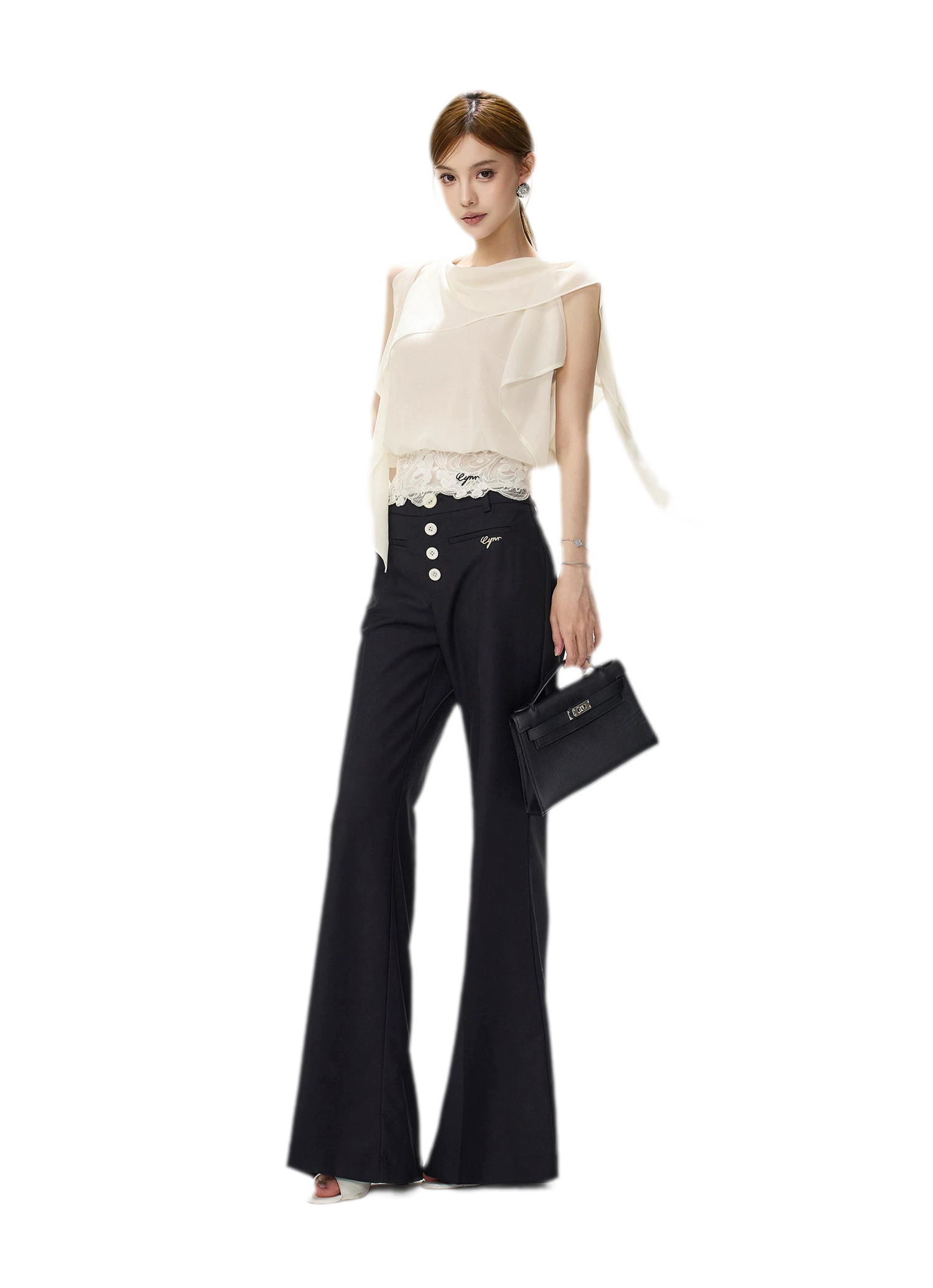Off-Shoulder Chiffon Blouse