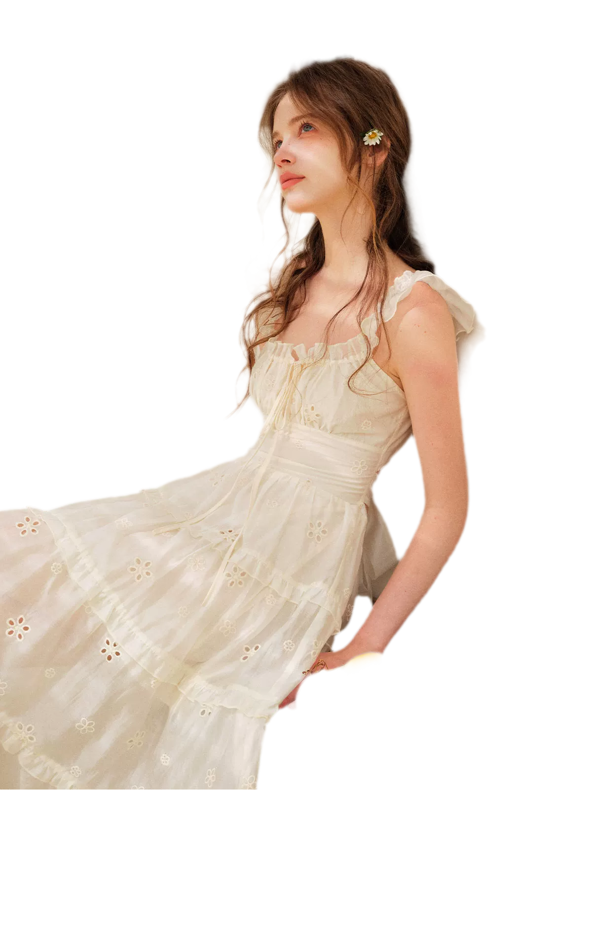 Embroidered Floral Tie-Waist Dress