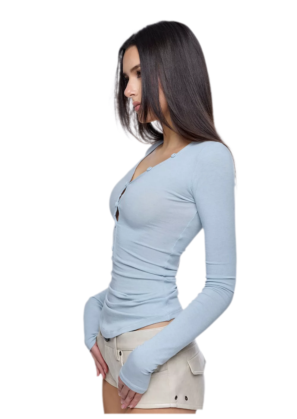 Slim V-Neck Knit Top