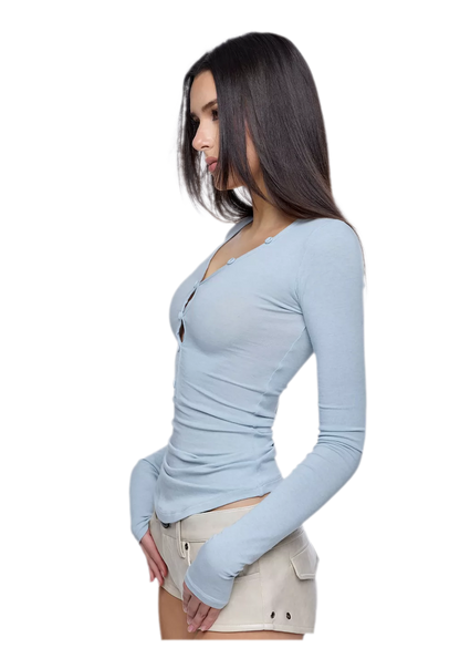 Slim V-Neck Knit Top