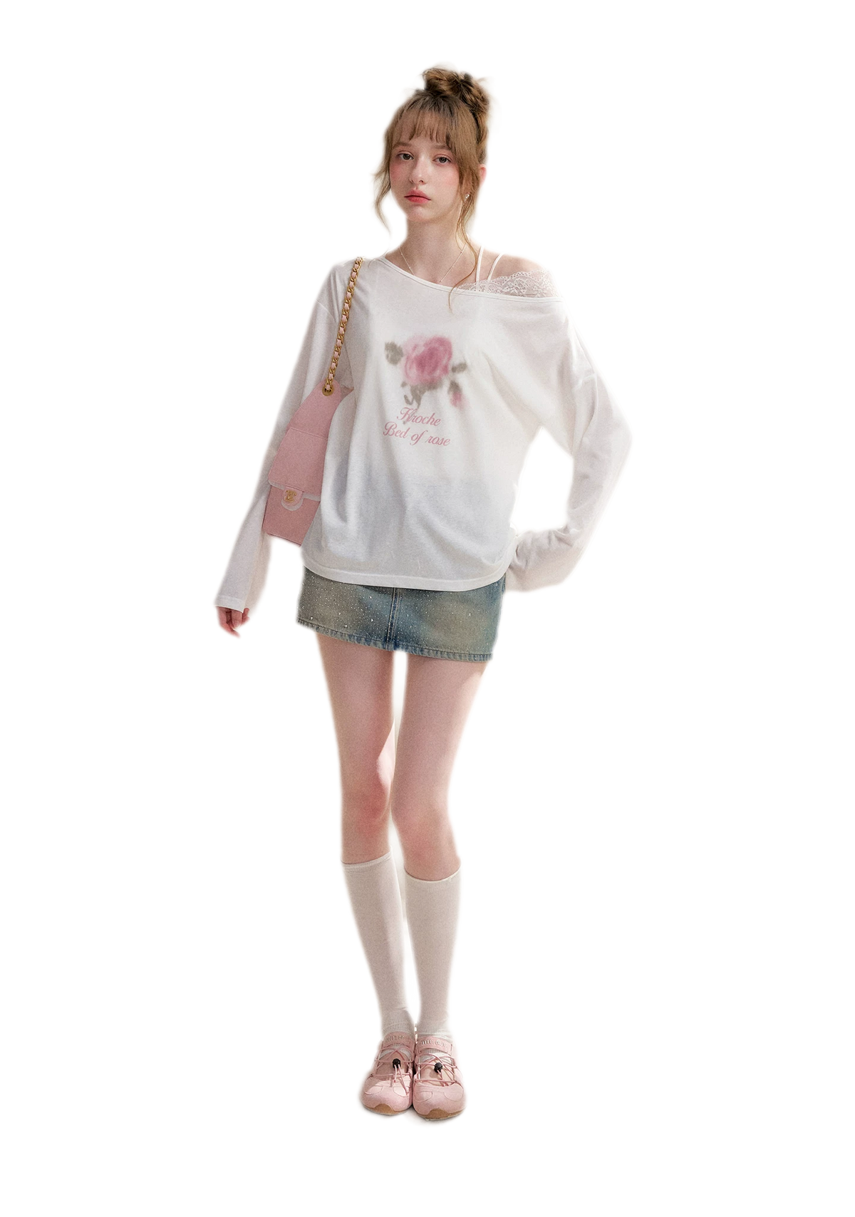 Rhinestone A-Line Denim Skirt