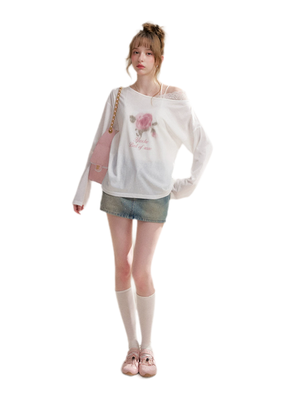 Rhinestone A-Line Denim Skirt