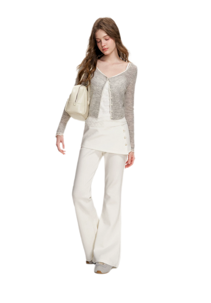 Alpaca Trim Cropped Cardigan