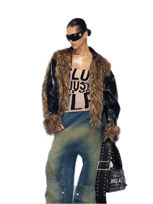 Deconstructed Faux Fur Jacket