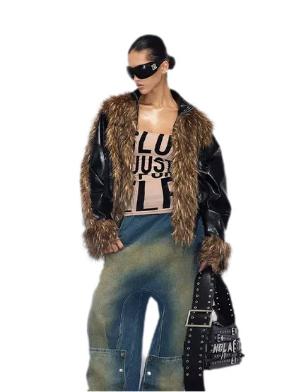 Deconstructed Faux Fur Jacket