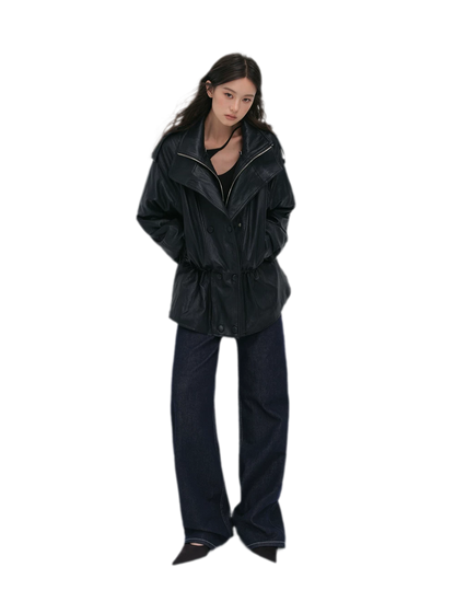 Detachable PU Down Puffer Jacket