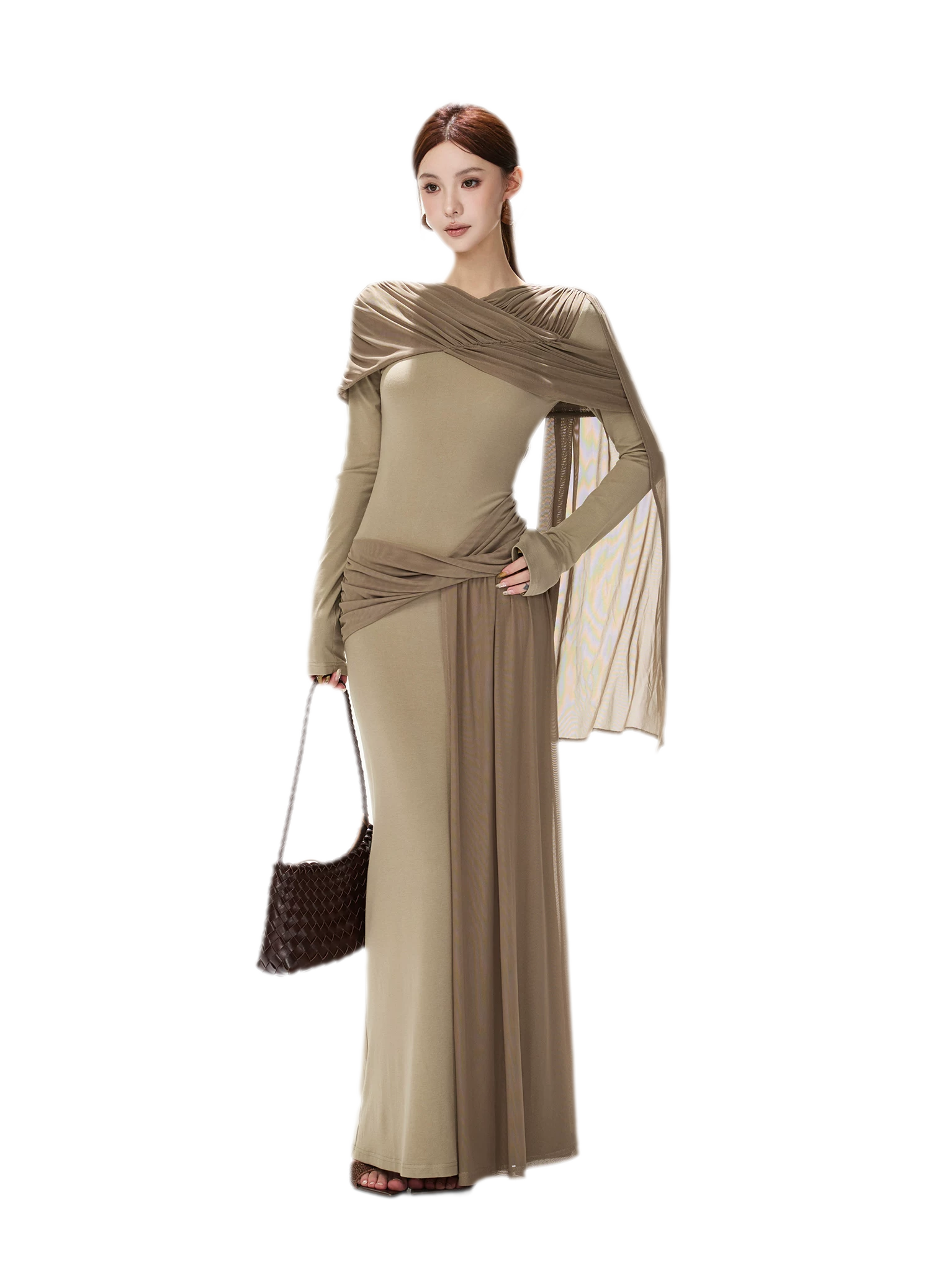 Contrast Sash Mermaid Knit Dress