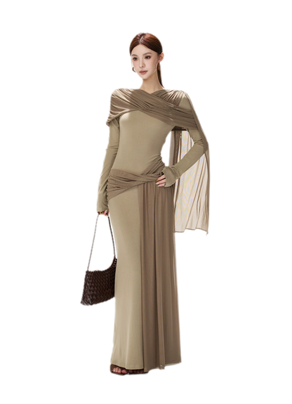 Contrast Sash Mermaid Knit Dress