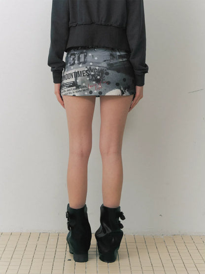 Patchwork Print Mini Skirt