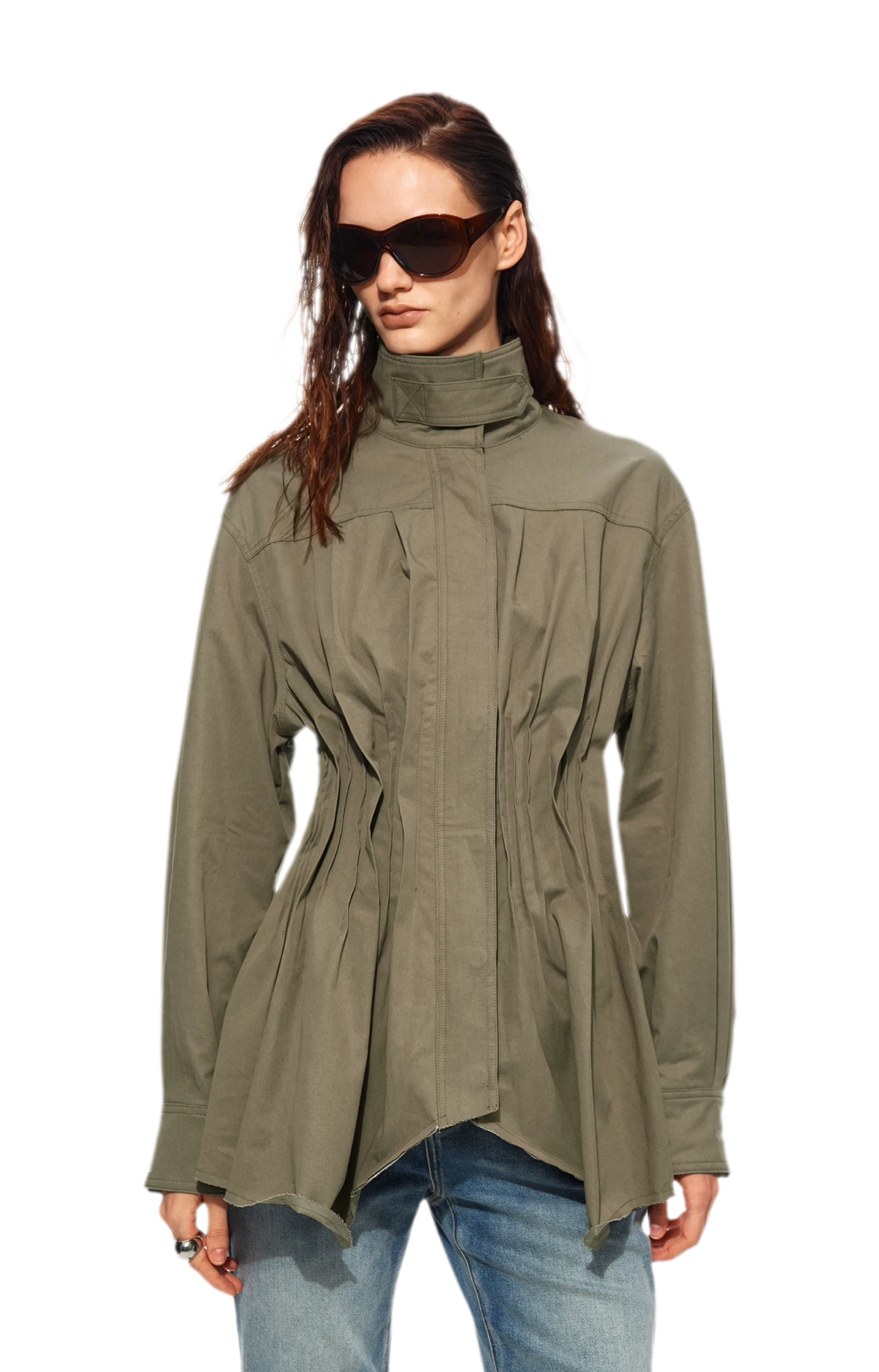 Pleated Fitted Utility Jacket
